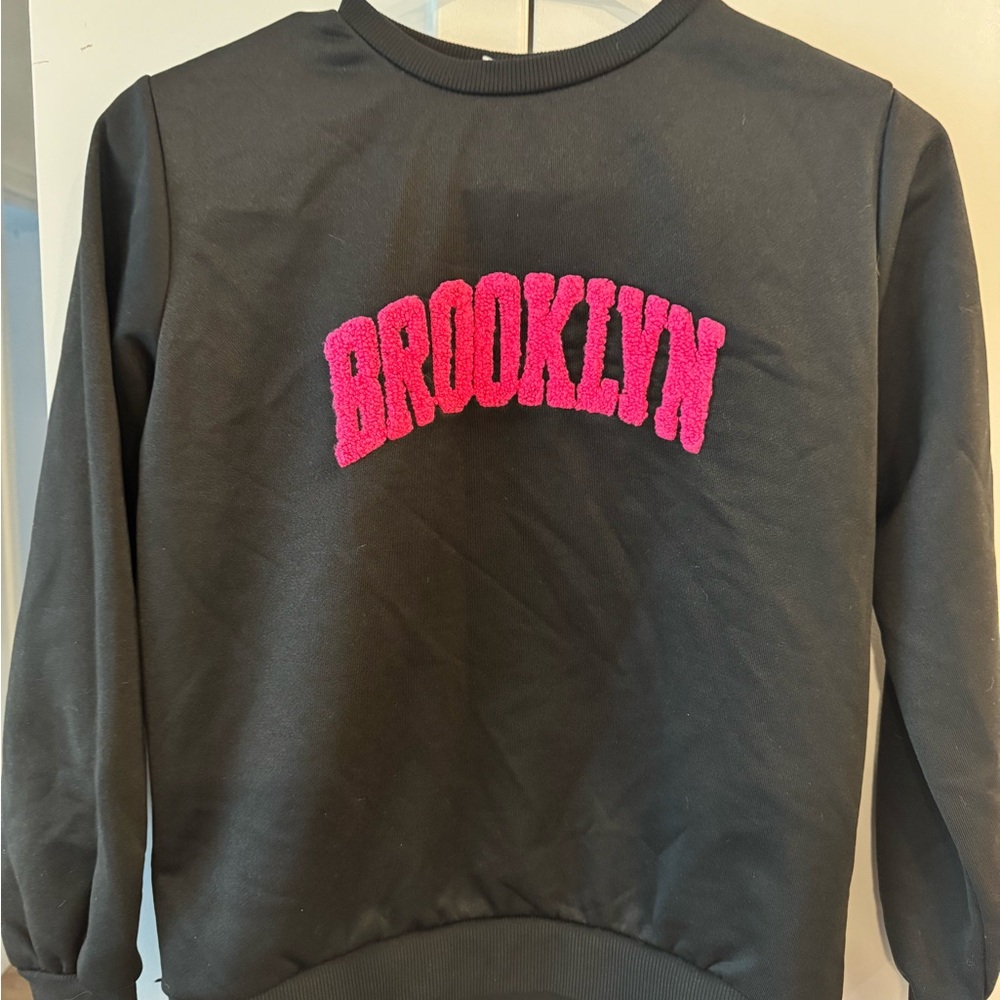 Black and Pink Brooklyn Crew Neck Sweatshirt